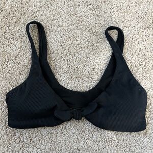 Black Ribbed Bikini Top
